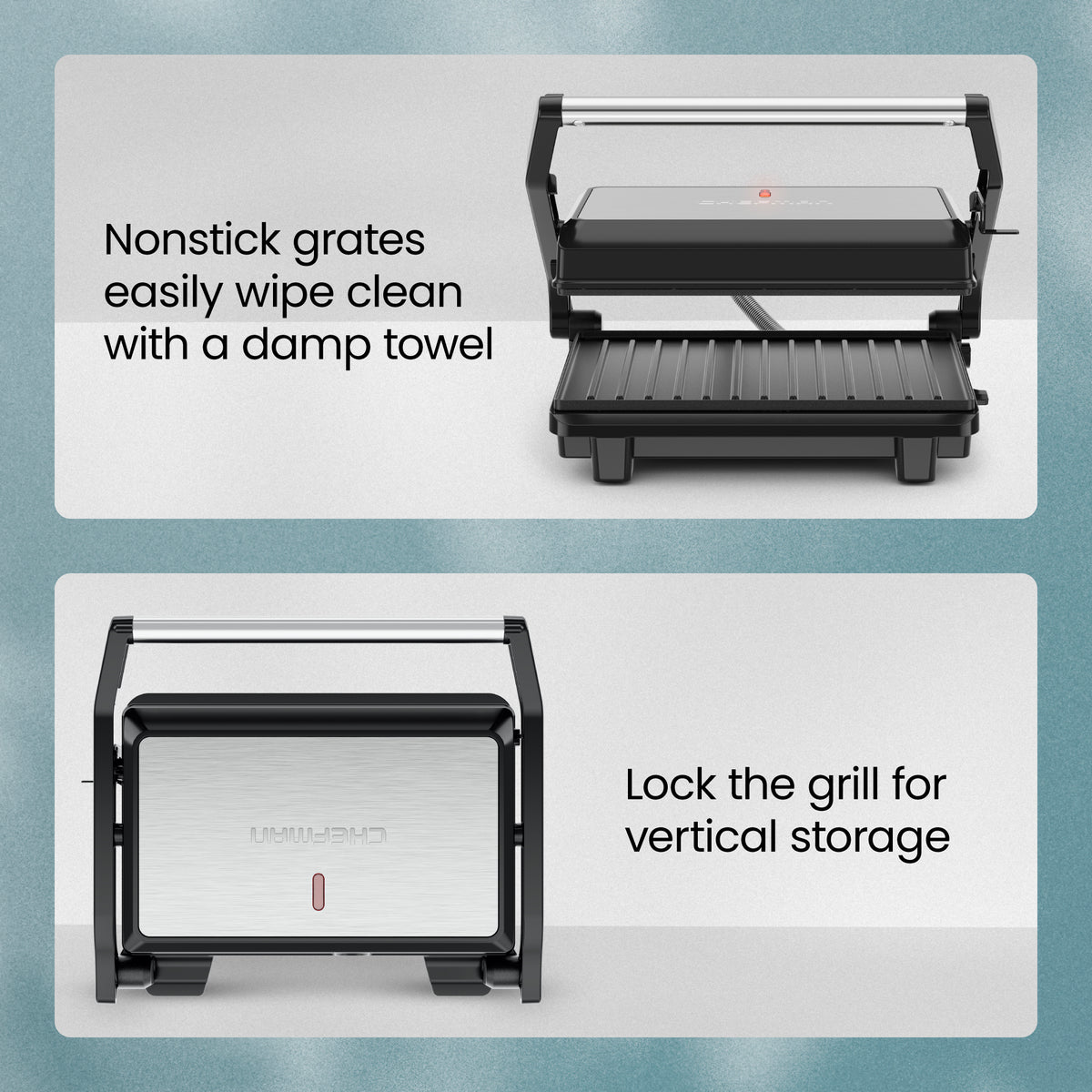 Panini Press + 180° Indoor Grill - Black