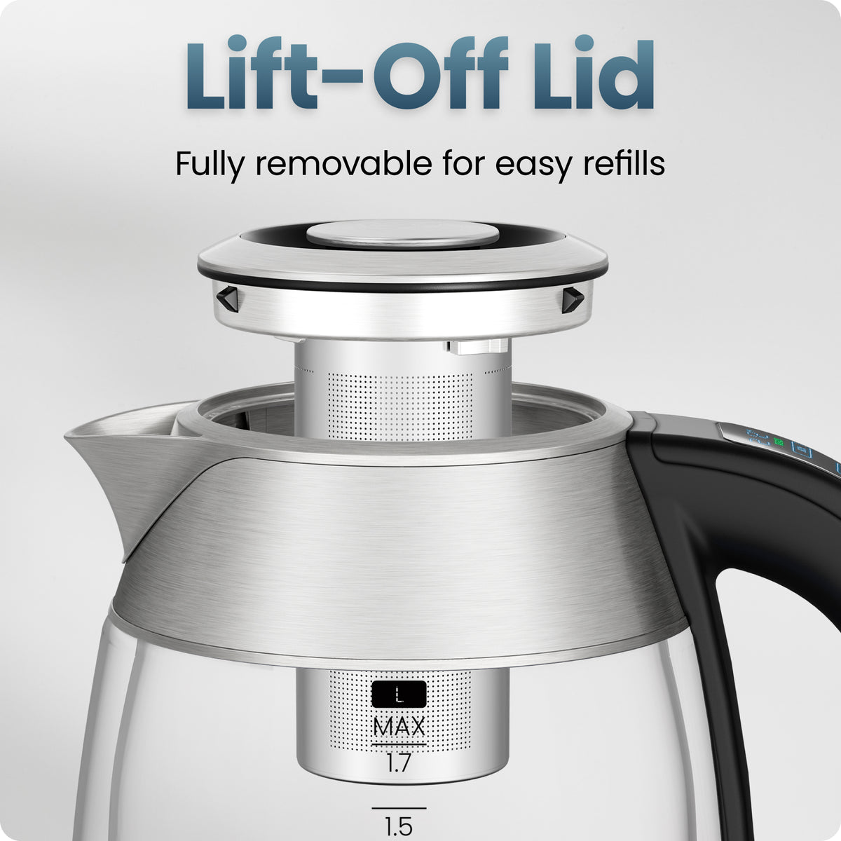 Chefman® 1.7L Dual-Glass Electric Kettle with Tea Infuser & Adjustable Temperature