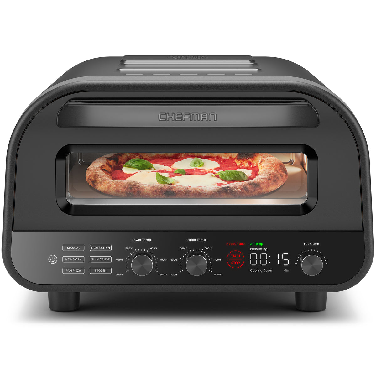 Horno de pizza eléctrico de interior de alta temperatura (800 °F) (negro)