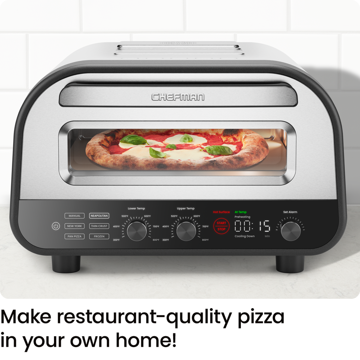 Horno de pizza eléctrico de interior de alta temperatura (800 °F) (acero inoxidable)