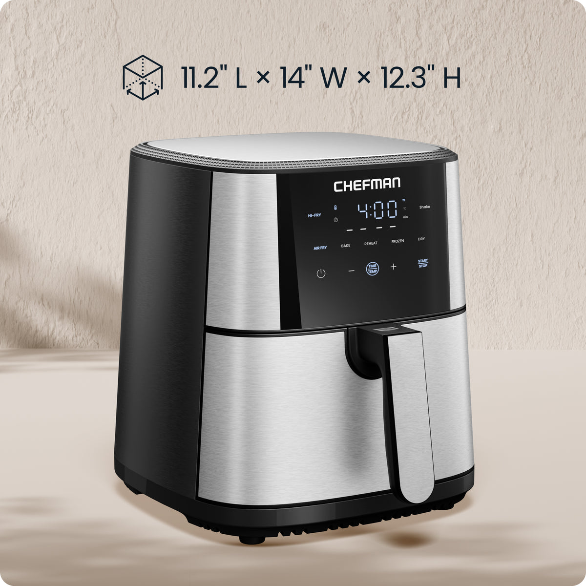 TurboFry® 6-Quart Digital Air Fryer, Touch Controls w/ 5 Cooking Functions – Stainless Steel