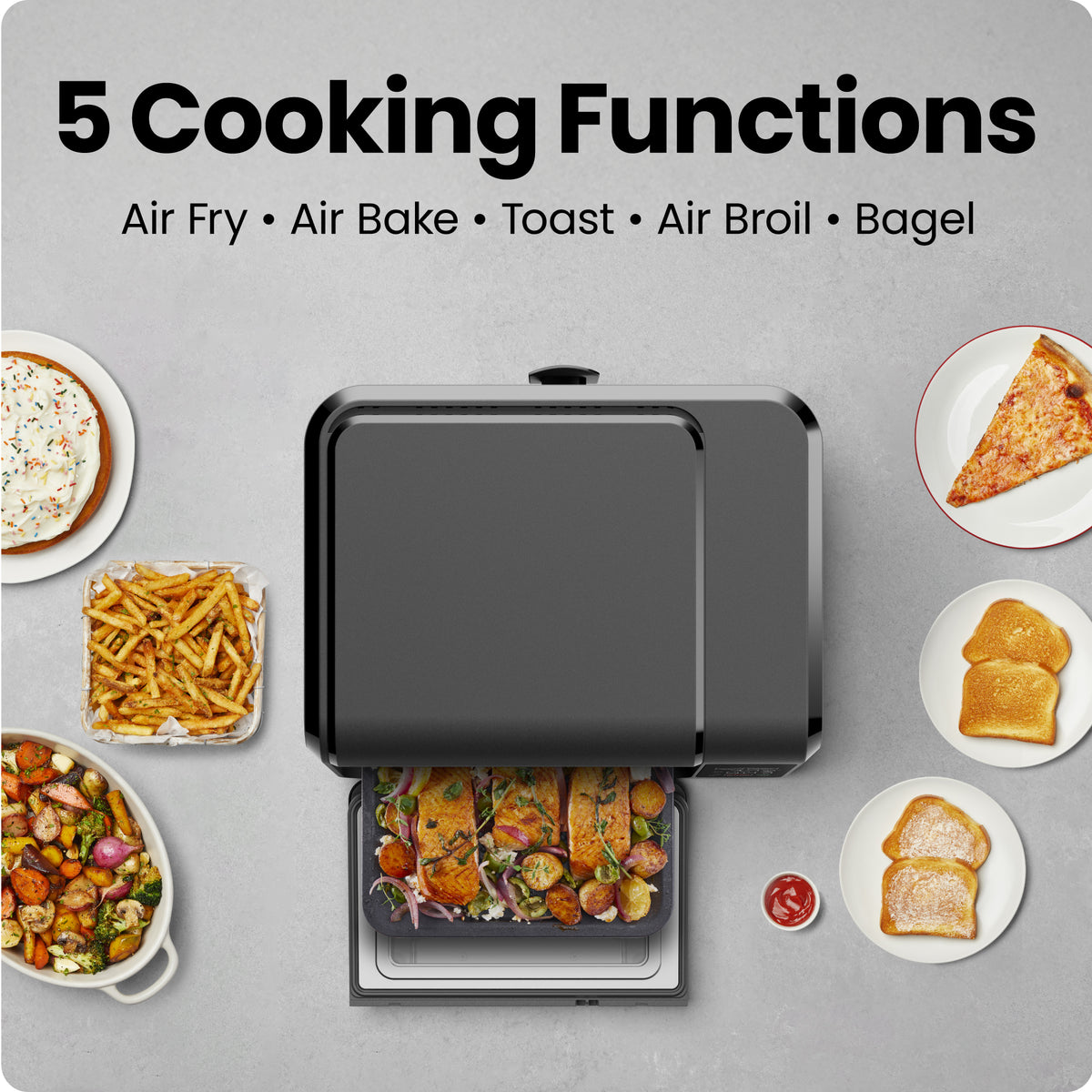 Horno tostador y freidora de aire EasyAir de 15 cuartos de galón, color negro