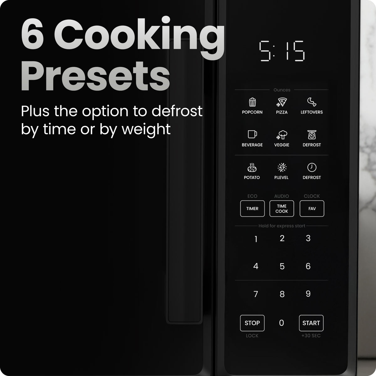 Horno microondas digital de encimera de 1.1 pies cúbicos