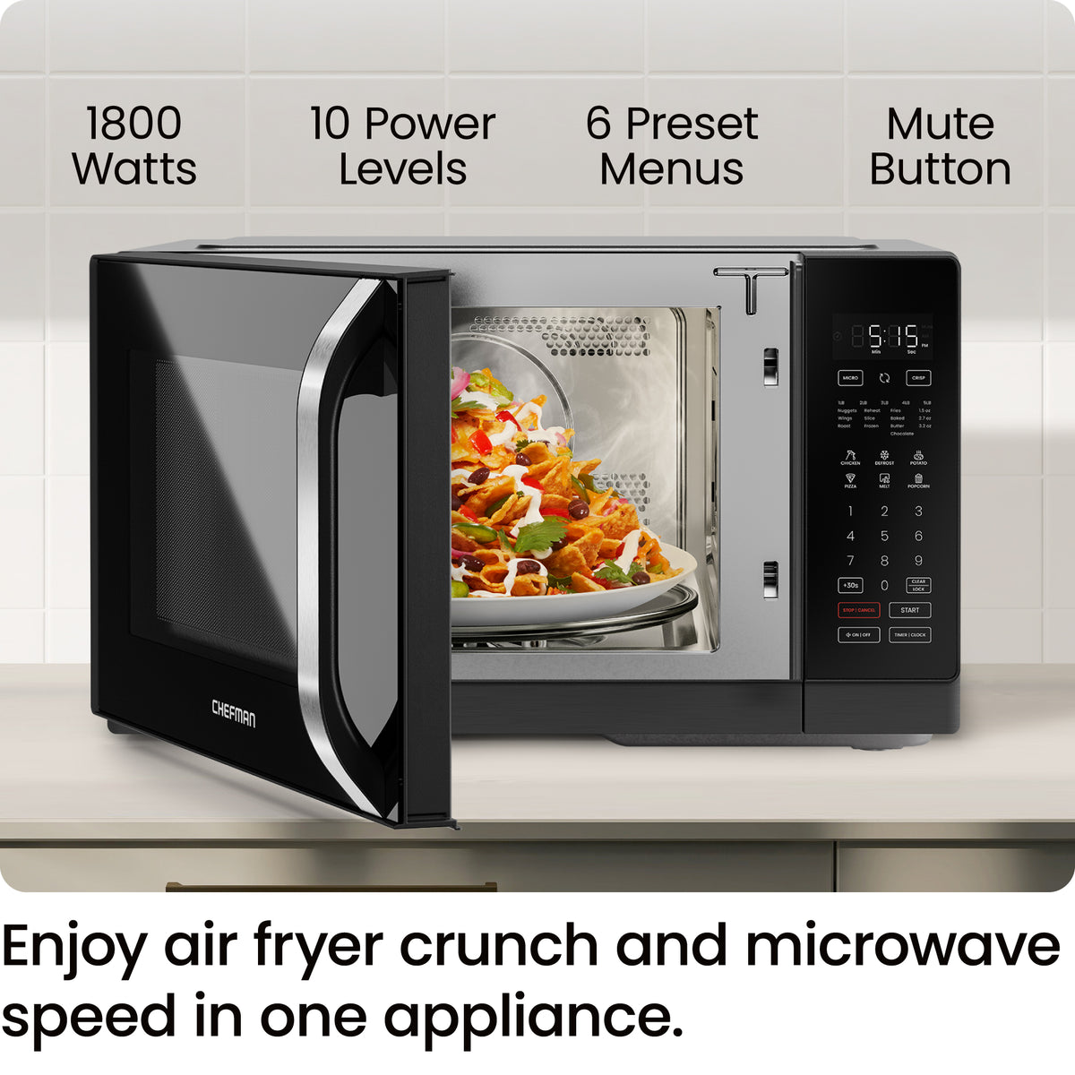 Horno microondas digital de encimera MicroCrisp de 8 pies cúbicos