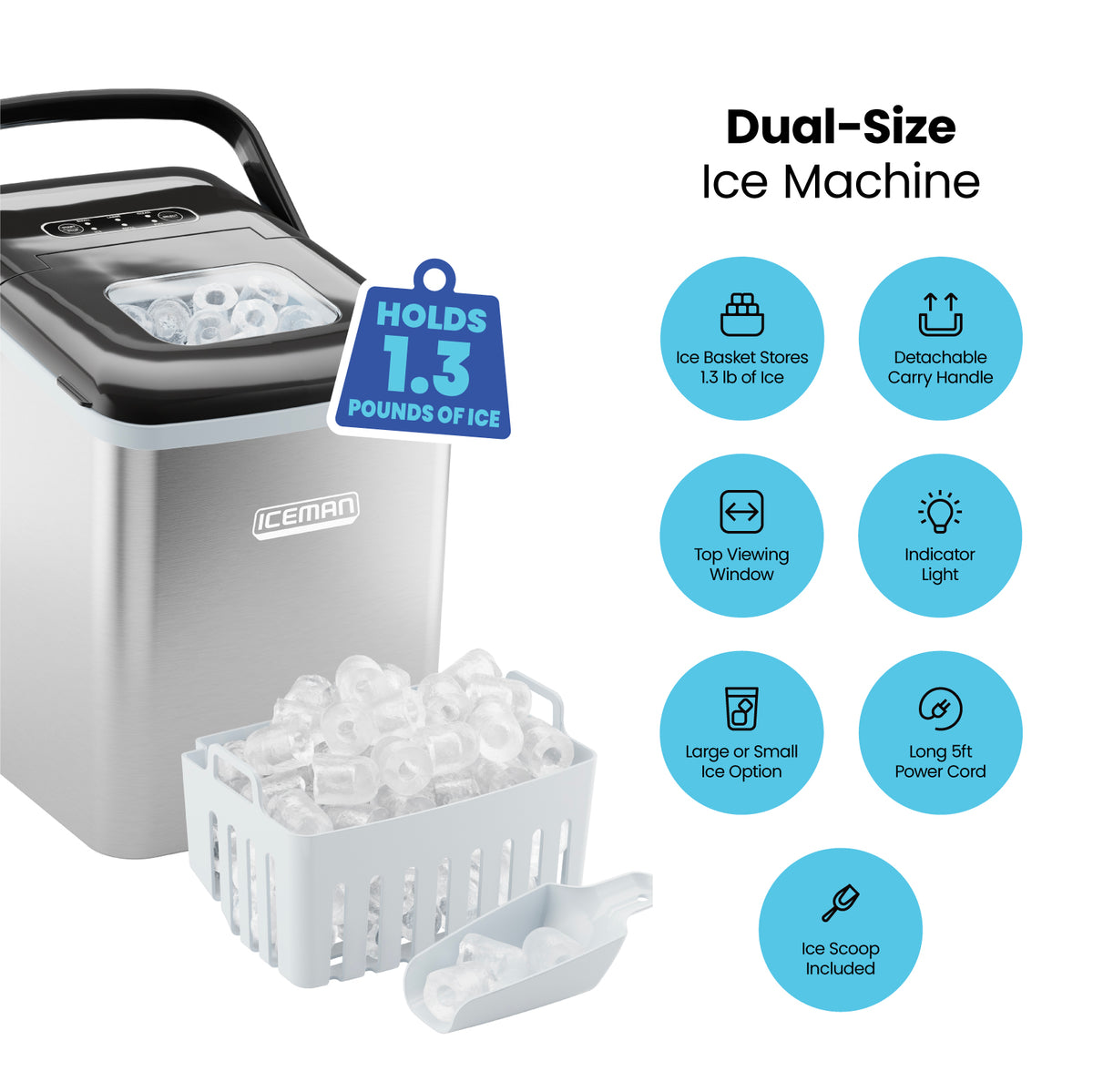 Máquina de hielo de dos tamaños de Iceman®