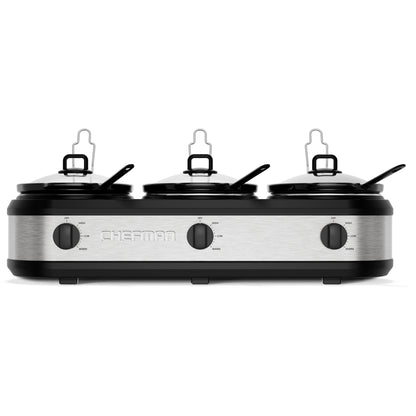 Stainless-Steel Triple Slow Cooker & Buffet Server