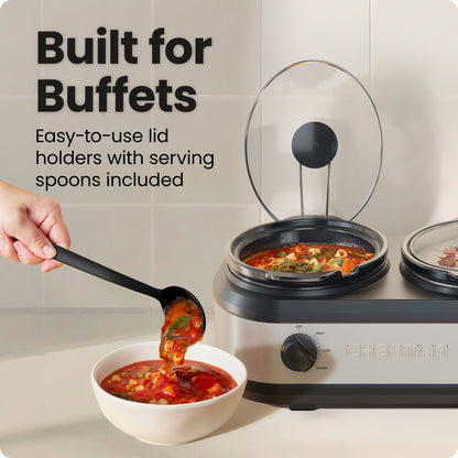 Stainless-Steel Triple Slow Cooker & Buffet Server