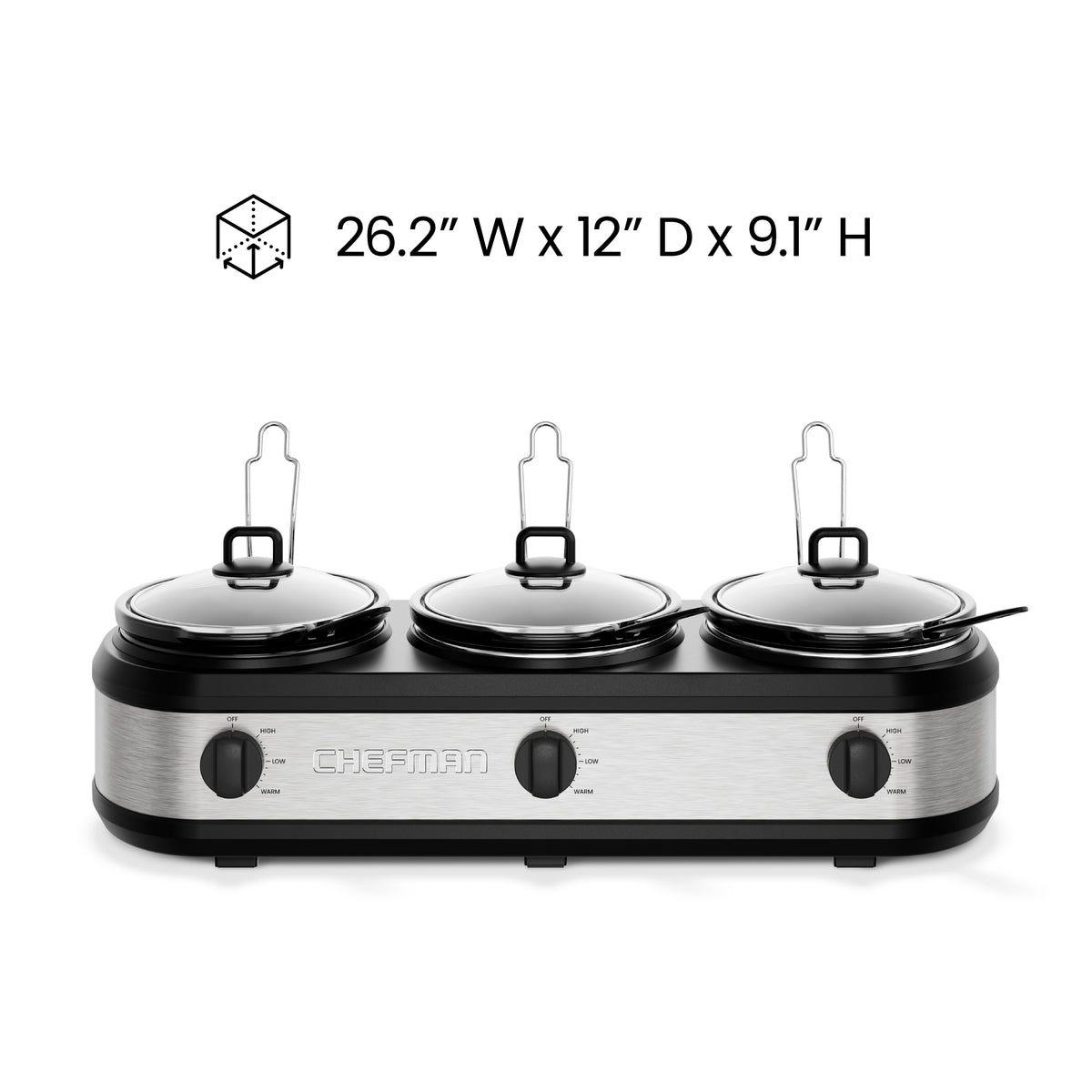 Stainless-Steel Triple Slow Cooker & Buffet Server