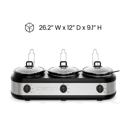 Stainless-Steel Triple Slow Cooker & Buffet Server