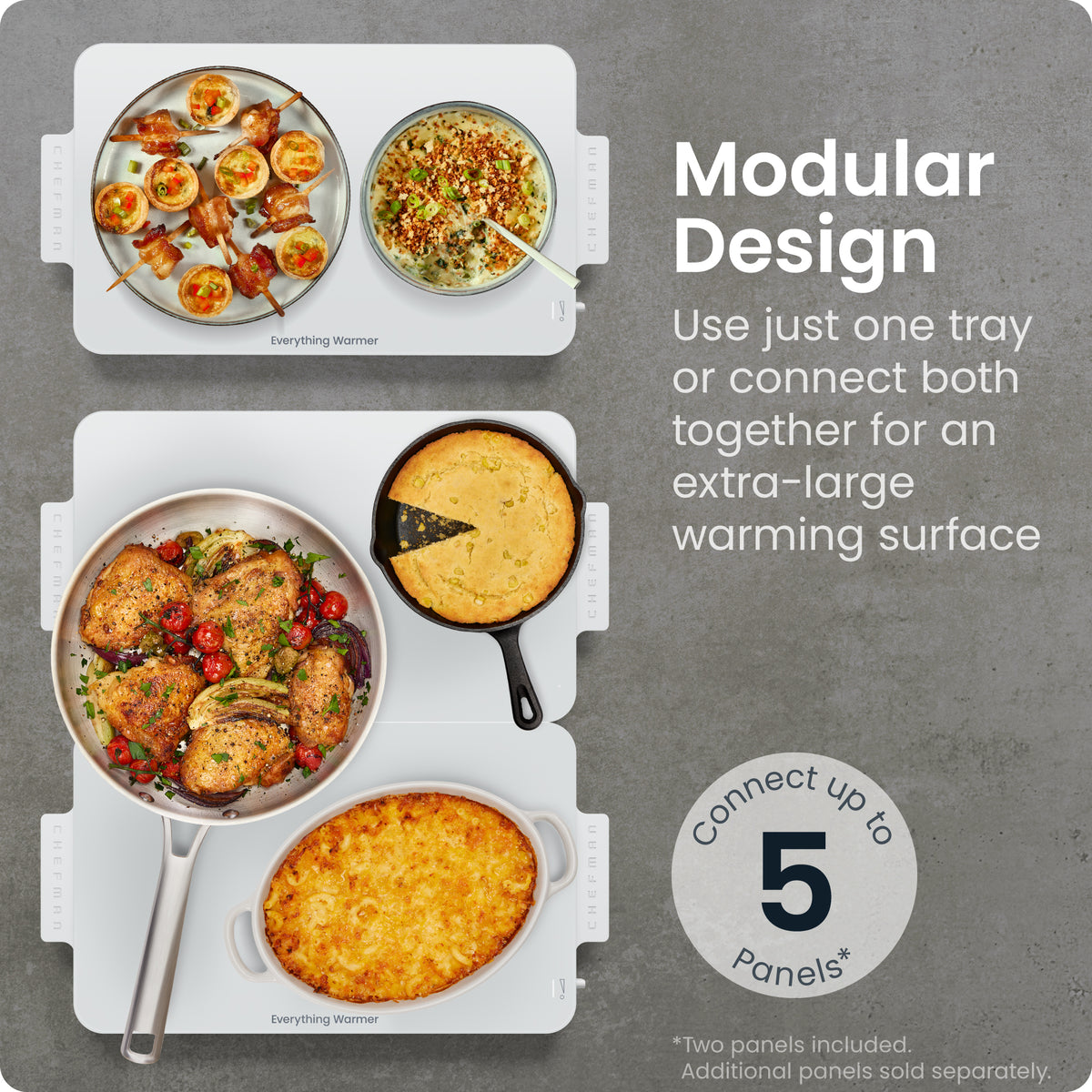 Everything Warmer™ Modular Expanding Warming Tray - Two 10” x 16” Trays