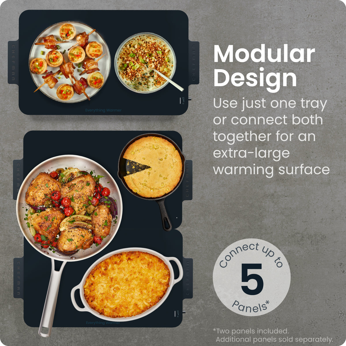 Everything Warmer™ Modular Expanding Warming Tray - Two 10” x 16” Trays