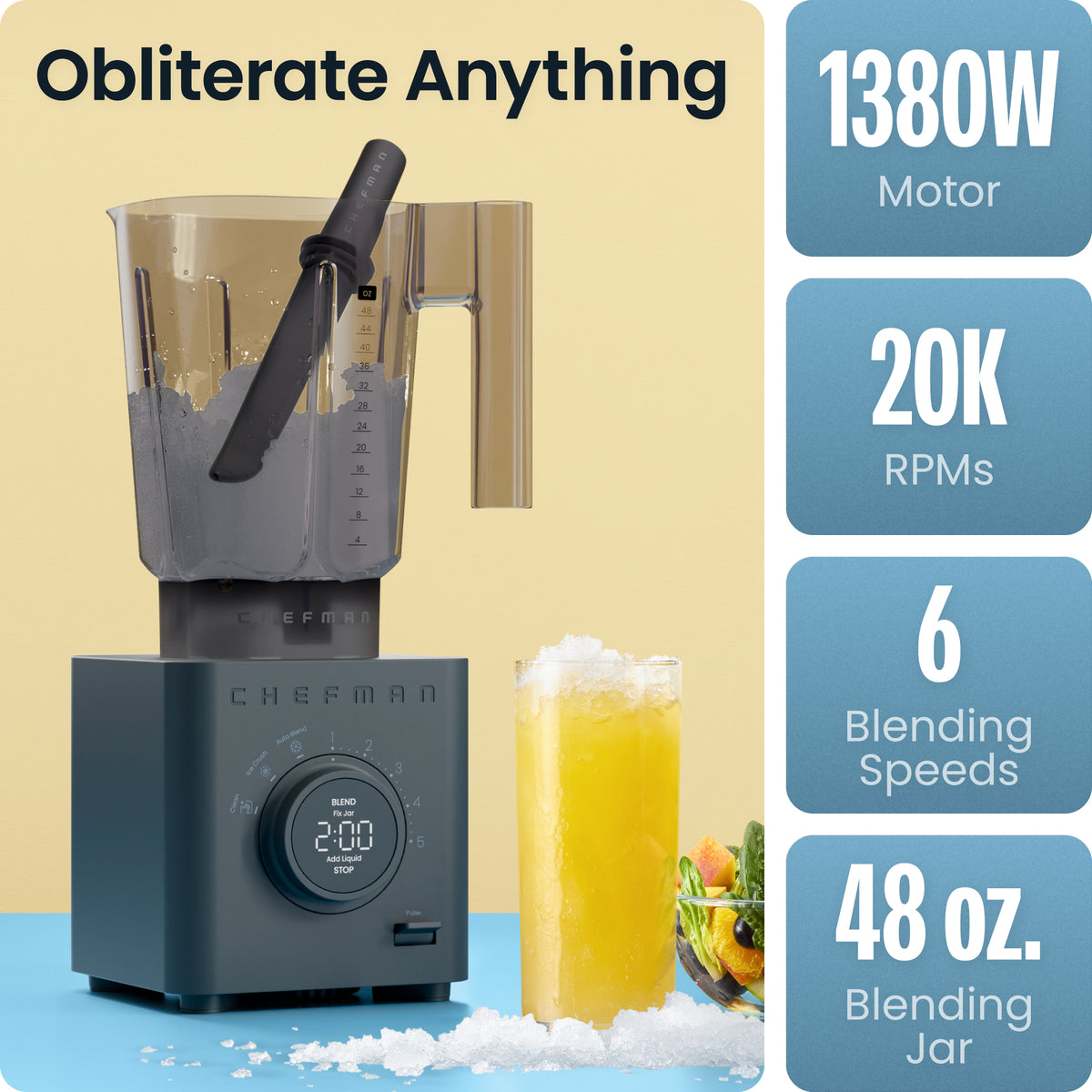 Obliterator® 48oz Power Blender + Travel Jar - Midnight