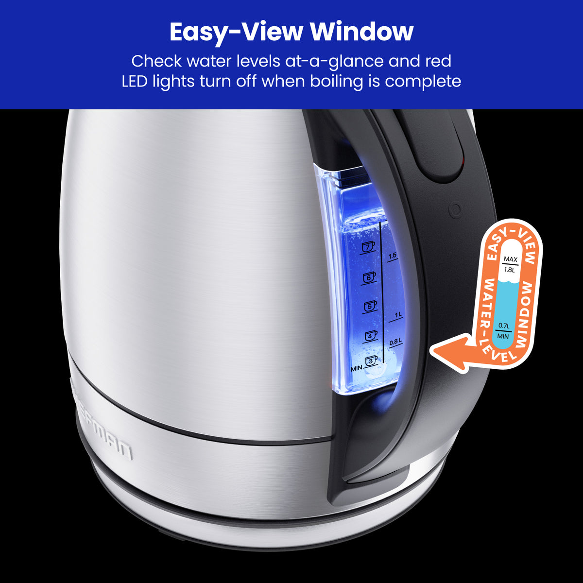 Easy-View Electric Kettle with Auto Shutoff