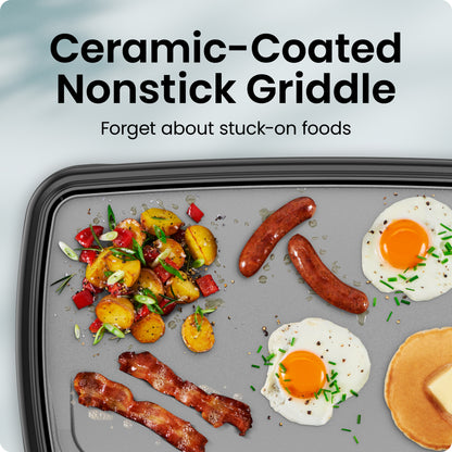 All-Purpose 10" x 20" Nonstick Extra-Large Griddle, Grey