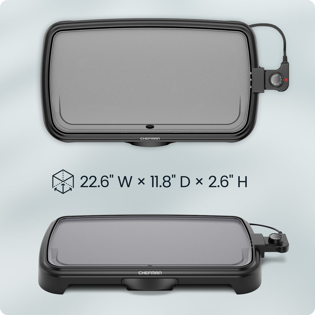 All-Purpose 10" x 20" Nonstick Extra-Large Griddle, Grey