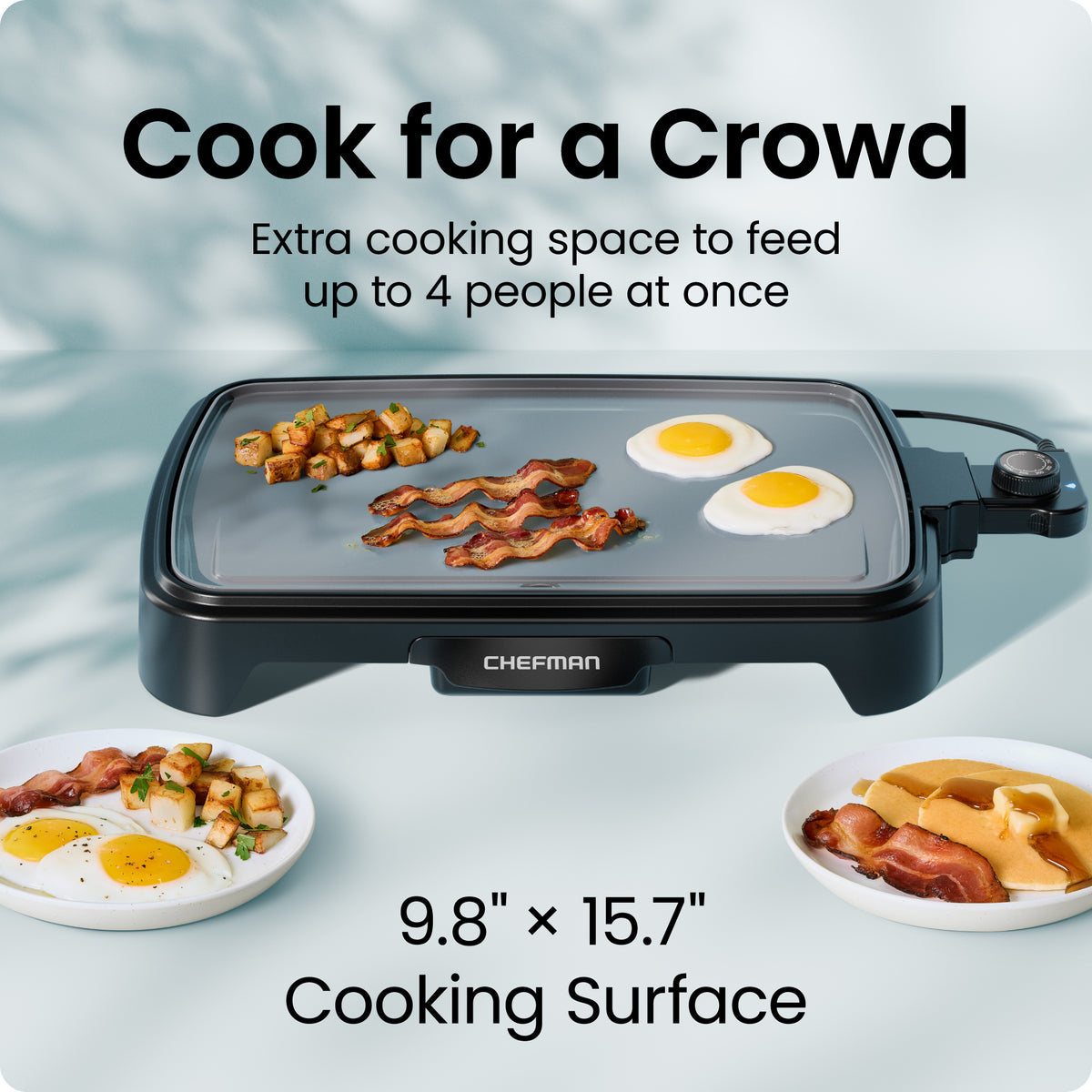 All-Purpose 10" x 16" Nonstick Griddle, Grey