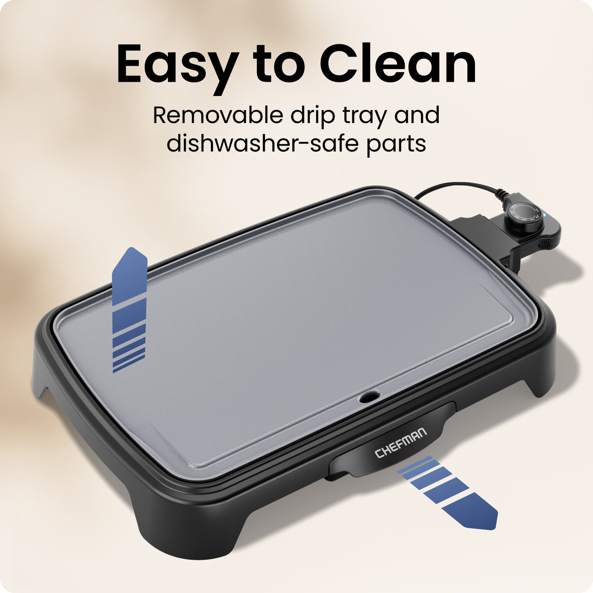 All-Purpose 10" x 16" Nonstick Griddle, Grey