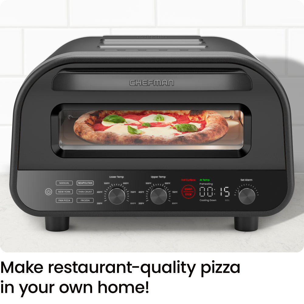 Horno de pizza eléctrico de interior de alta temperatura (800 °F) (negro) 