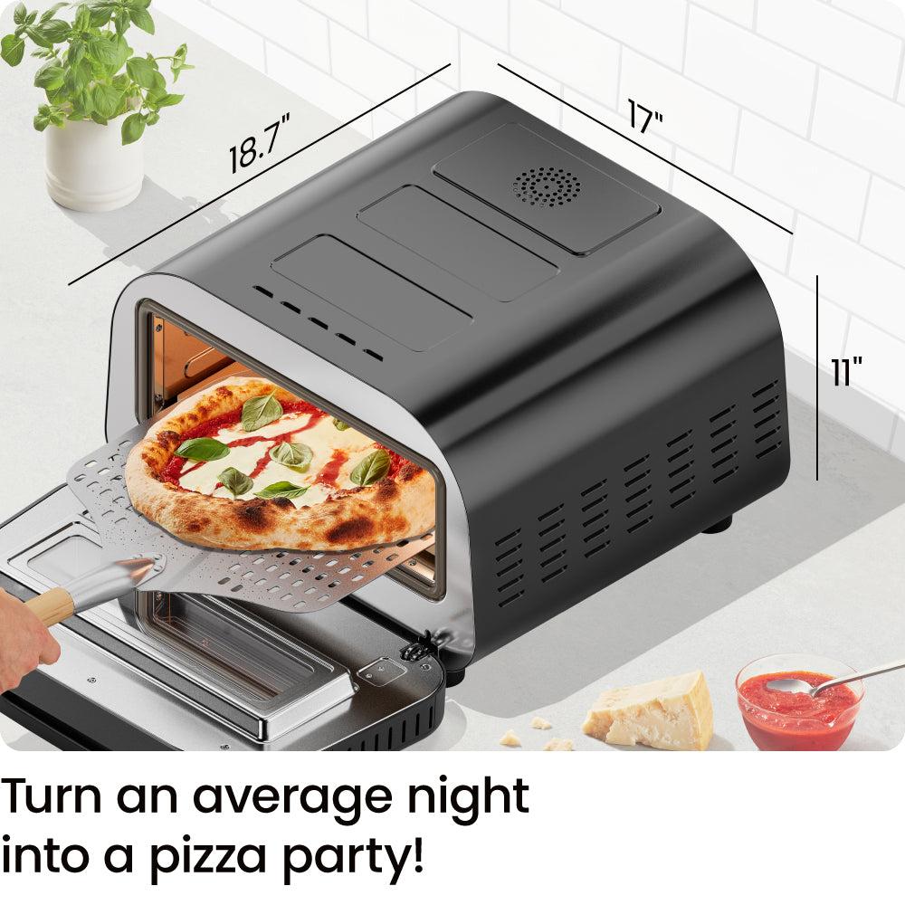 Horno de pizza eléctrico de interior de alta temperatura (800 °F) (negro) 