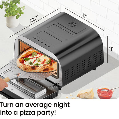 Horno de pizza eléctrico de interior de alta temperatura (800 °F) (negro) 