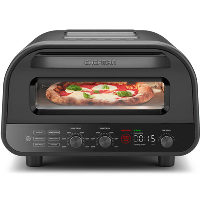 Horno de pizza eléctrico de interior de alta temperatura (800 °F) (negro) 