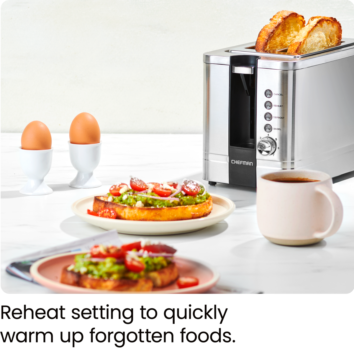 Tostadora emergente de acero inoxidable para 2 rebanadas