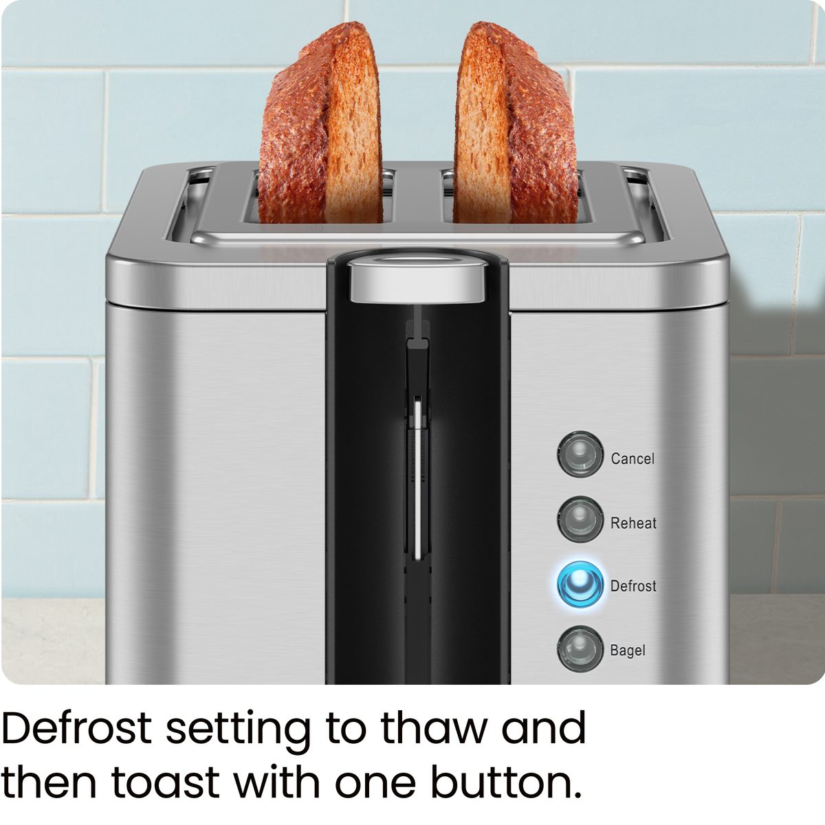 Tostadora emergente de acero inoxidable para 2 rebanadas