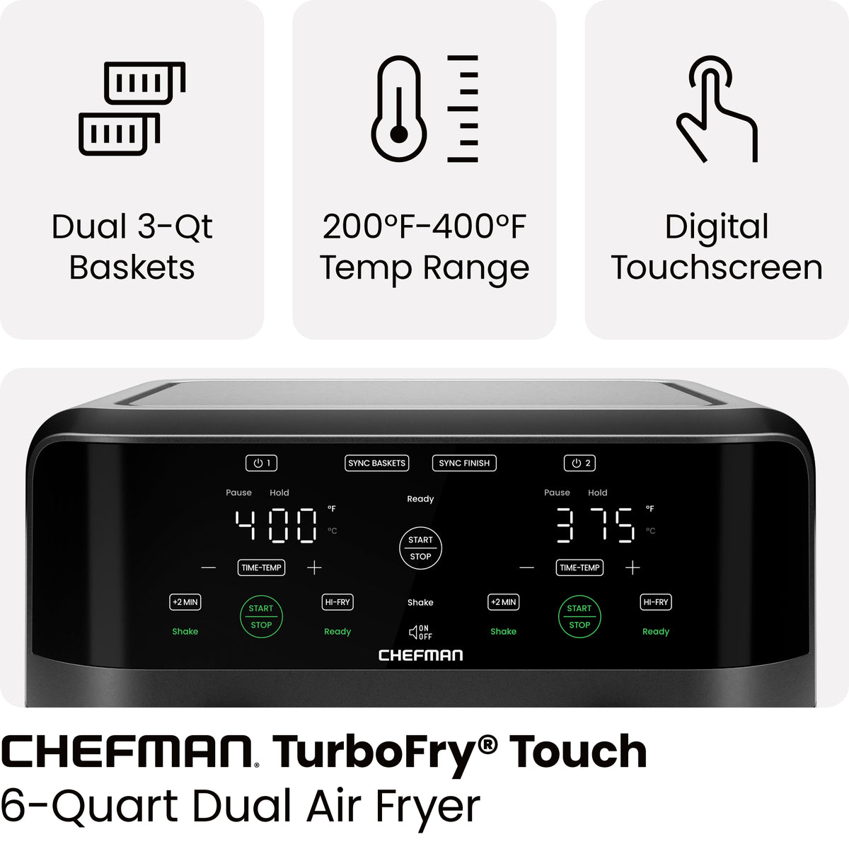 TurboFry® Touch 6 Qt. Dual-Basket Air Fryer