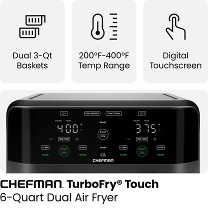TurboFry® Touch 6 Qt. Dual-Basket Air Fryer