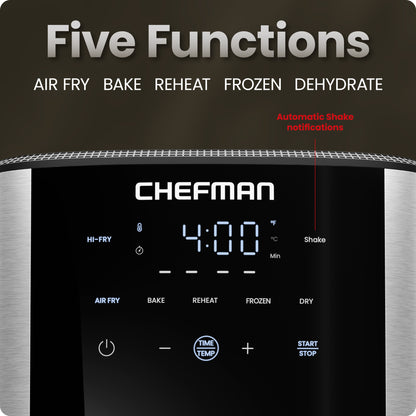TurboFry® 6-Quart Digital Air Fryer, Touch Controls w/ 5 Cooking Functions – Stainless Steel