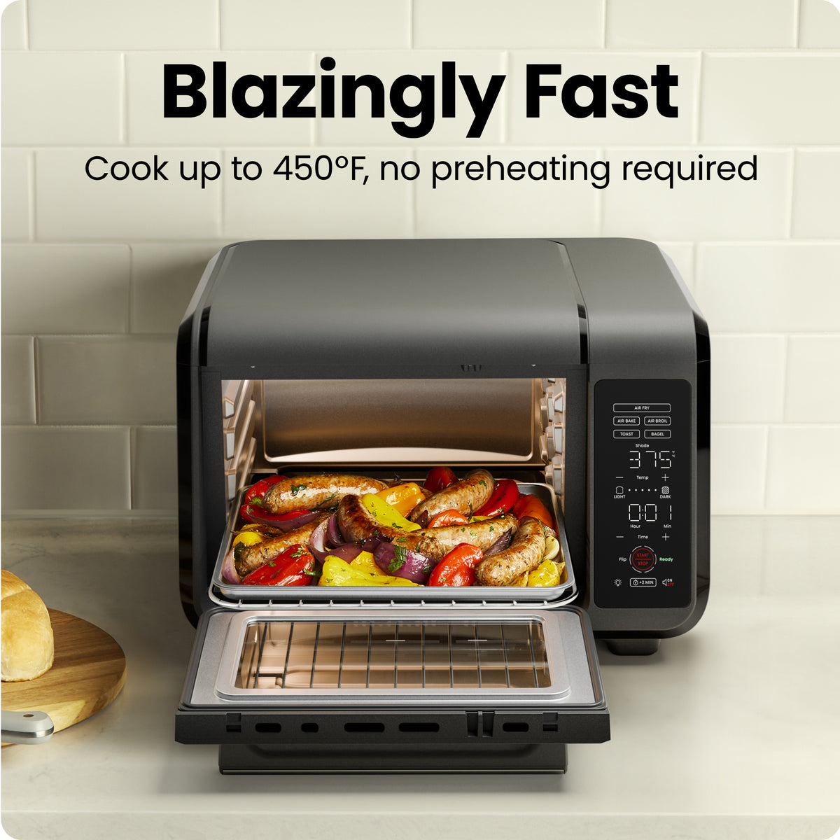 Horno tostador y freidora de aire EasyAir de 15 cuartos de galón, color negro