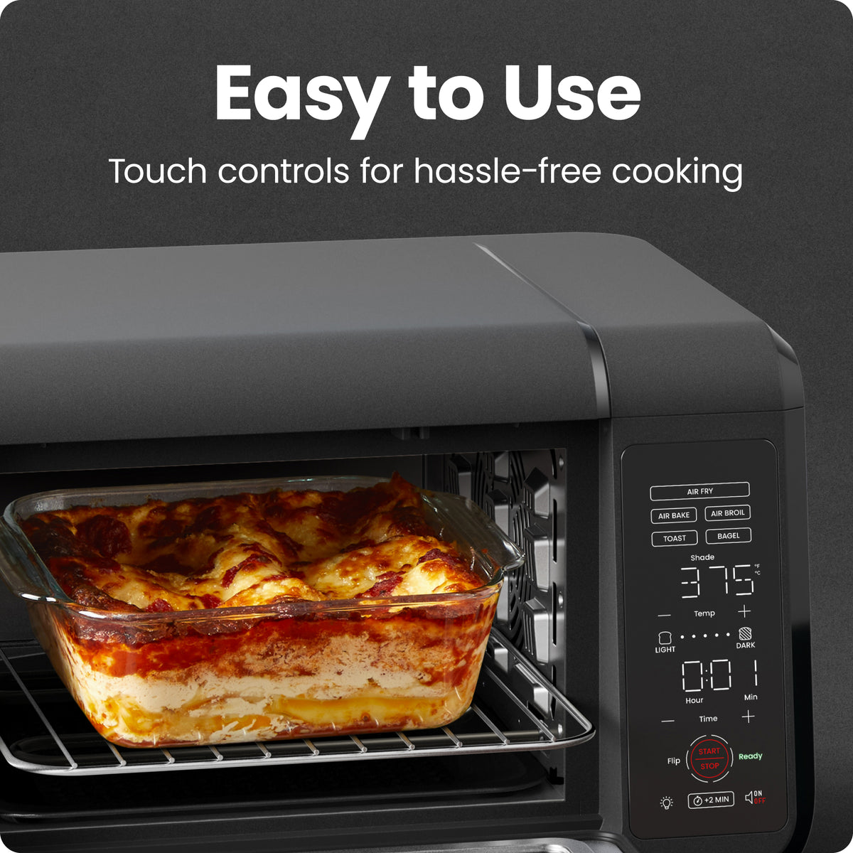 Horno tostador y freidora de aire EasyAir de 15 cuartos de galón, color negro