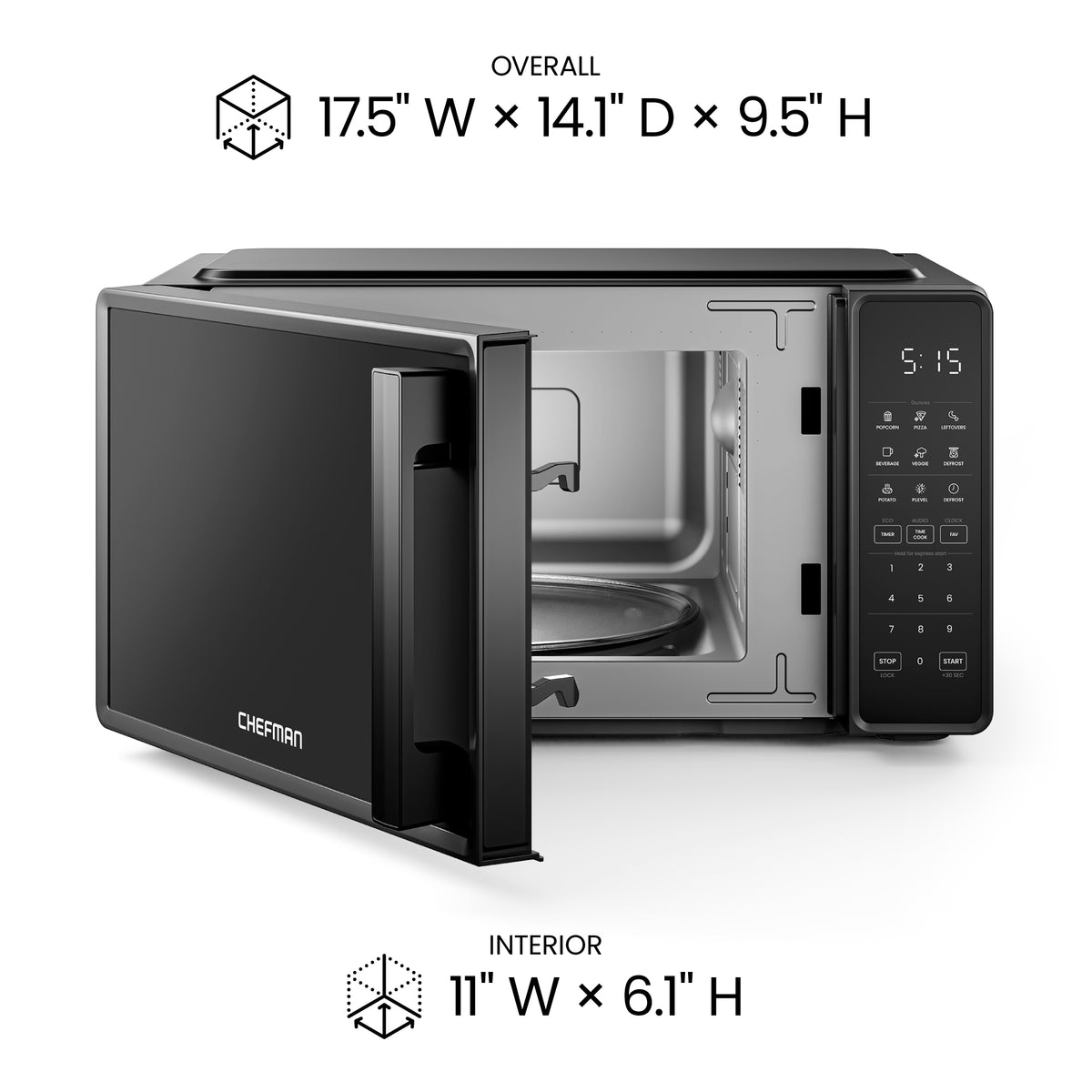 Horno microondas digital de encimera de 0.7 pies cúbicos